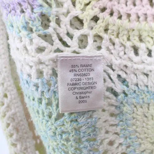 Christopher & Banks Cream Vintage 00's Crochet Granny Square Button Up Top