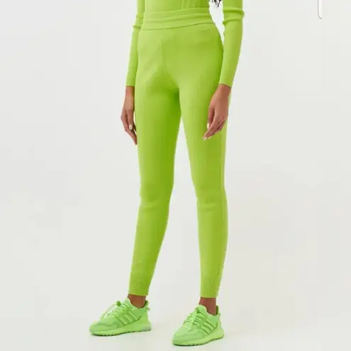 Ivy Park NEW Adidas Lime Knit Joggers Neon Green Ribbed Track Pants Sz Medium