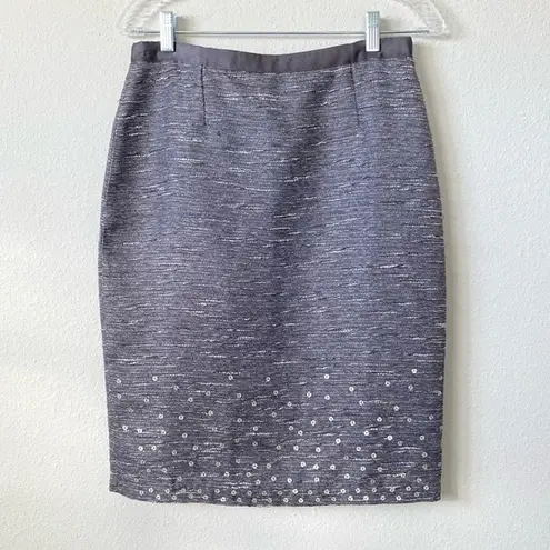 Coldwater Creek Shimmery Sequin Tweed Pencil Skirt Size 6 Gray