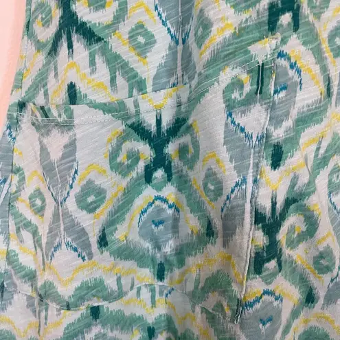 Fresh Produce  Dalia Dress 3/4 Sleeve Lt Aqua Green Blue IKat Geometric Sz L