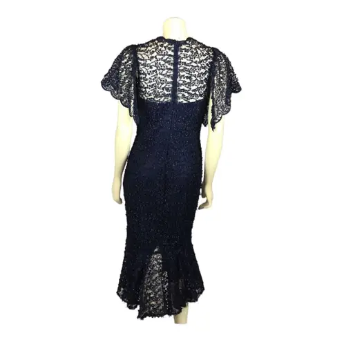 Nicole Bakti Scalloped Flutter Sleeve Beaded Mermaid Dress STYLE #663 size 8