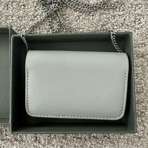 ALLSAINTS Honore Leather Card Holder Chain Strap Crossbody GRAY SILVER
