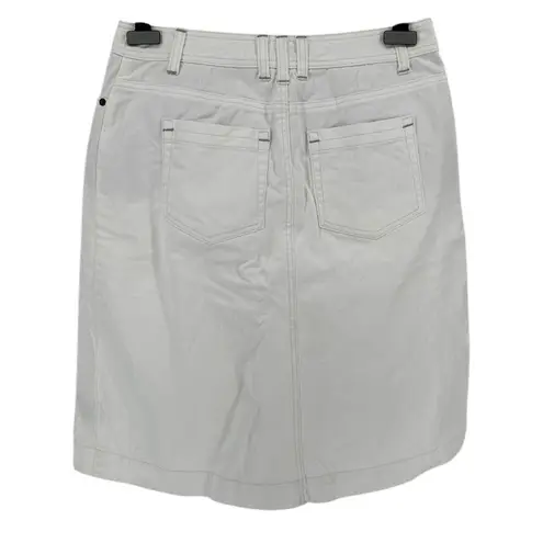 Boden White Denim Front Pleat Skirt size 8 Long Cotton