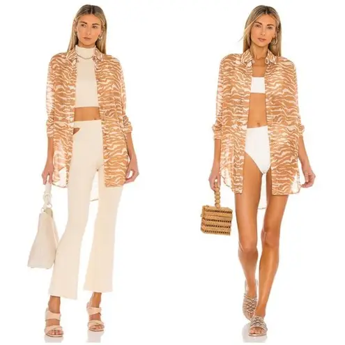 Camila Coelho ππ Myla Shirtdress Coverup ~ Brown Zebra Small