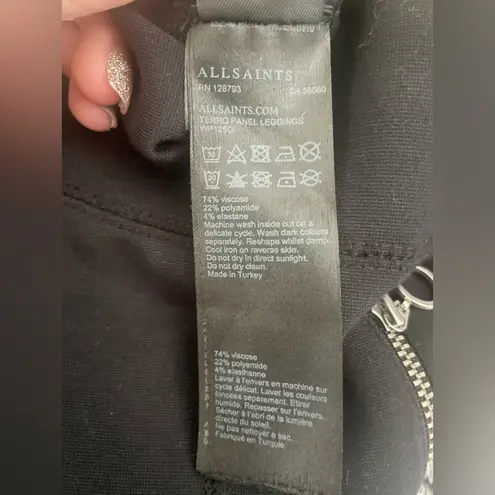 ALLSAINTS NWOT All Saints Terro Paneled Black Leggings with Zippers, Elastic Waist