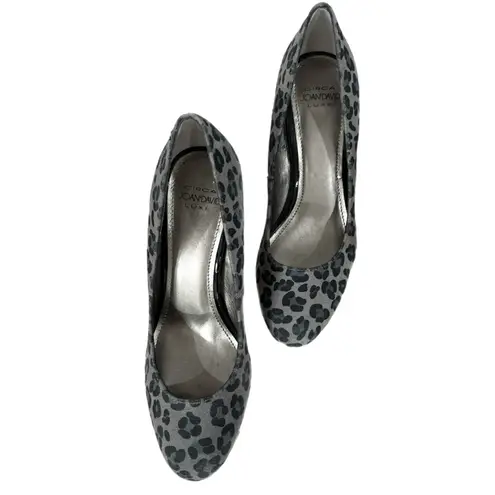 Circa Joan & David Leopard Print Genuine Leather Platform Heels Women’s Sz 6 Gray