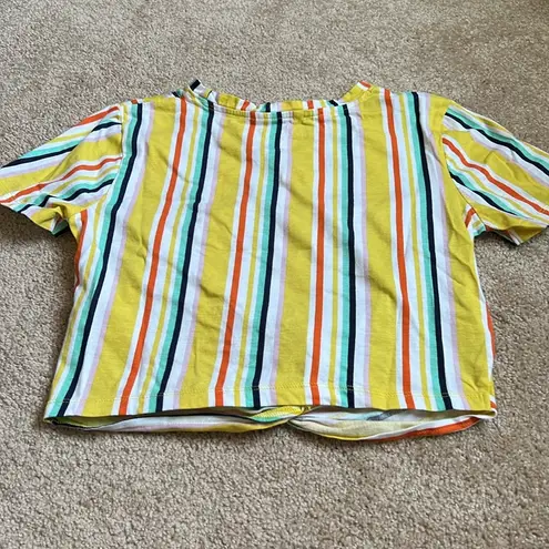 Ginger Yellow Striped Front Knot Top Size Medium