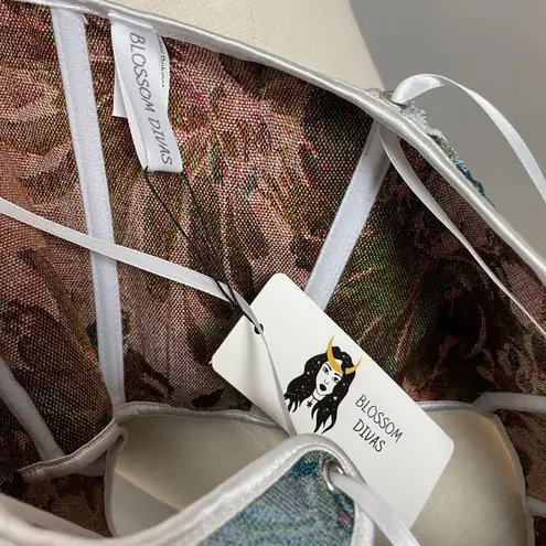 Tapestry Corset Floral Blue Green NWT Women Plus Size 4XL Renaissance Romantic