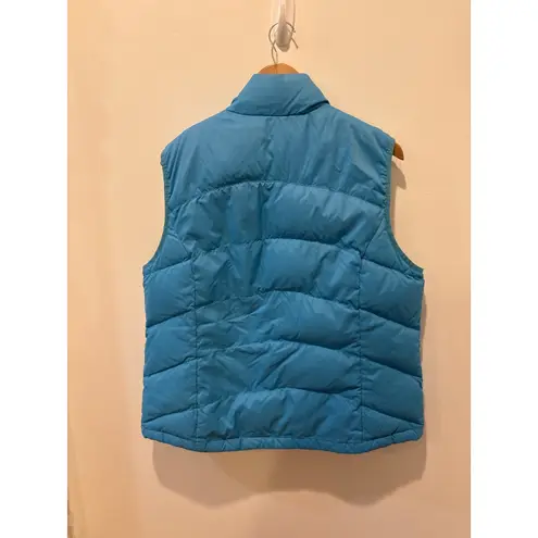 LLBean Women's Goose Down Puffer Vest Teal Blue Full Zip Insulated Quilted XL