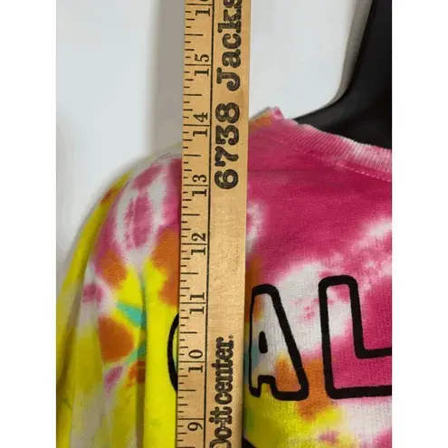 California USA Cropped Tie Dye Long Sleeve T Shirt Size M