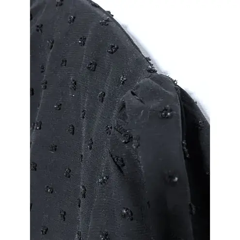 Black V Neck Blouse Top XL Whimsigoth Witchy Crochet Swiss Dot Y2K Fairy Grunge