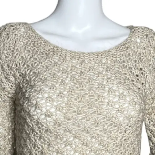 Berretti Sweater Womens Small Tan Open Knit Wool Alpaca Neutral Minimalist