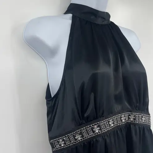 Michael Kors Babydoll Silk Halter Top 10 Beaded Old Money Mob Wife Holiday Y2K Black