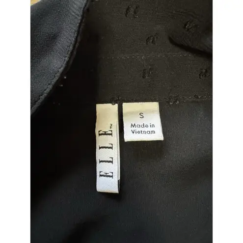 Elle Sheer Dotted Button Down Dress Short Sleeve Black Cover Up Size Small Beach