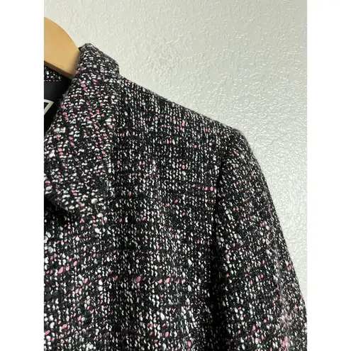 Armani Collezioni Black Pink Tweed Peplum Ruffle Hem Button Front Jacket 10