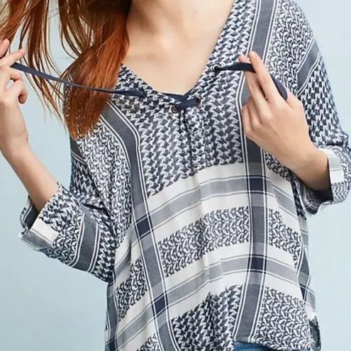 Rails x Anthropologie LILY YARN-DYED Sapphire Jacquard Blue Baja Top Size XS