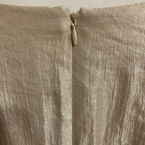 London Times Sleeveless Belted Peplum Dress Champagne Womens size 10