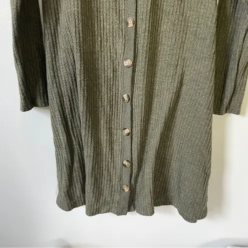 American Eagle Sage Green Waffle Knit Button Down Cozy Sweater Dress size Large