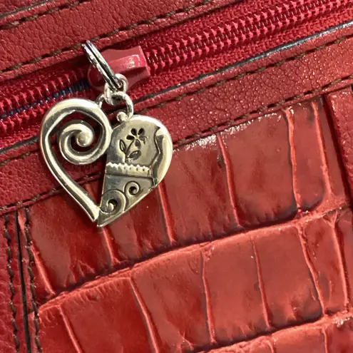 Brighton  Red Croc-Embossed Leather Wristlet