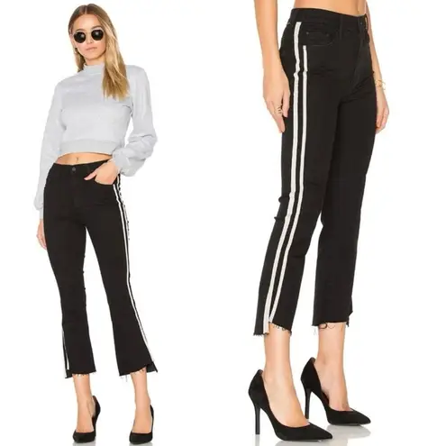 MOTHER Insider Crop Step Fray Jean in Guilty Racer Stripe Sz 27 Black