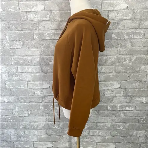 Boxy Brown Cropped Hoodie with ZYIA White Graphic