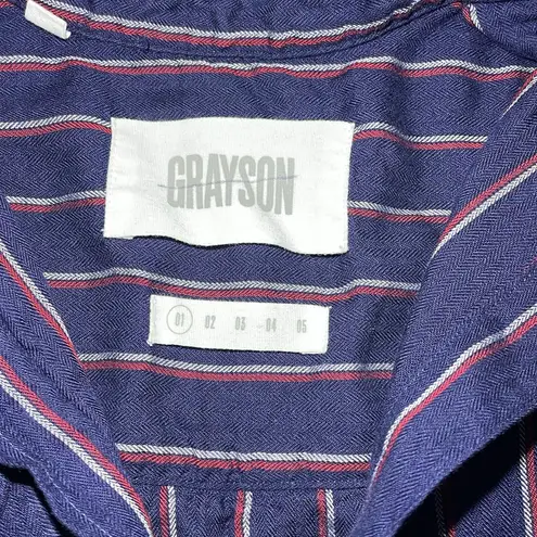 Greyson The Hero Button Down Shirt In Navy Blue With Red & White Stripes Blue Size XS
