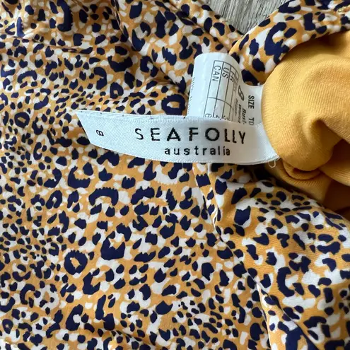 Seafolly Australia One Piece Swimsuit Long Sleeve Zip Rashguard 8 Animal Print