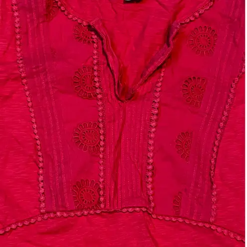 Boden Red Embroidered 100% Cotton Henley Tunic Dress US16R Size undefined