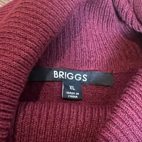 Briggs New York Briggs Burgundy Cowl Neck Sweater XL Women's Pullover with Button Detail