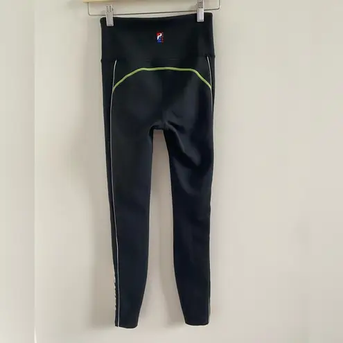 P.E Nation Black, White & Neon Green Three Pointer High Rise Leggings Size XS Black