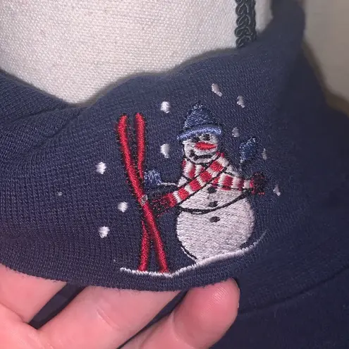 Willow Bay navy blue embroidered snowman turtleneck top Size XL