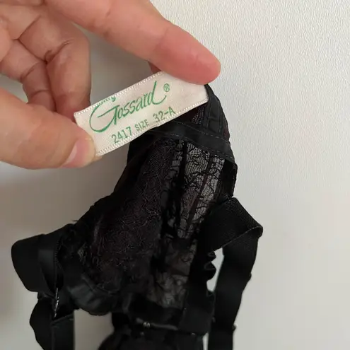 Vintage Gossard Sta-Lo Nylon Lace Black Bralette with Front Closure-Size 32 A