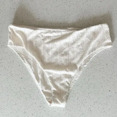 ANDIE Swim 90s High Waisted Bikini Bottom Off White Eyelet Size XL