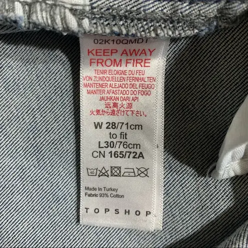 Topshop  Jamie High Rise Skinny Distressed Jeans Size 28