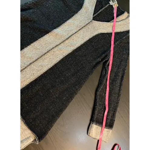 Habitat Clothes to Live In Women Knit V Neck Tunic Sweater Small Artsy Lagenlook Black