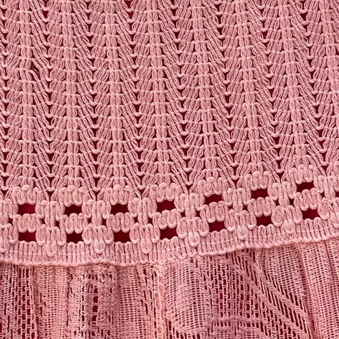Ultra Pink Women's Crochet Lace Skirt Size Med Coral Ombre Lined Knee Length