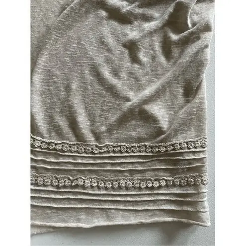 B2 Elena Baldi Women's Beige Lace Trim Duster Cardigan Italian Made Size S Tan