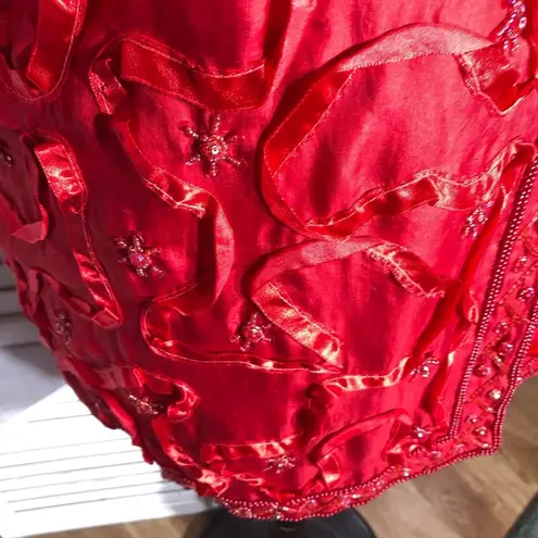 Roaman's Vintage Red Silk Beaded Sequin Rhinestone Blazer Coat 2X