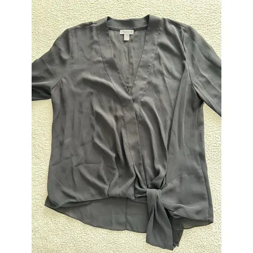 Chelsea28 Womens Faux Wrap Top Long Sleeve V Neck Blouse Black Size (M)