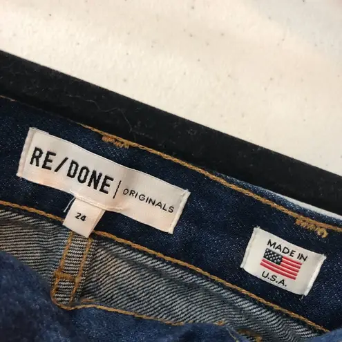 RE/DONE Womens Double Needle Western Shorts Cut Off Denim Dark Wash 24