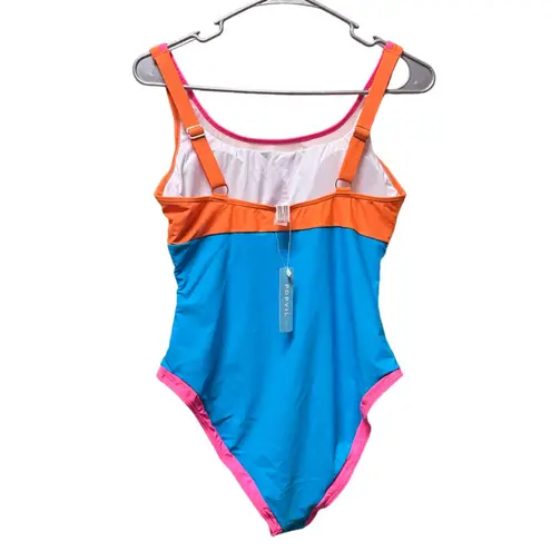 NWT Popvil Neon Color Block One Piece Swimsuit – Size Large Orange