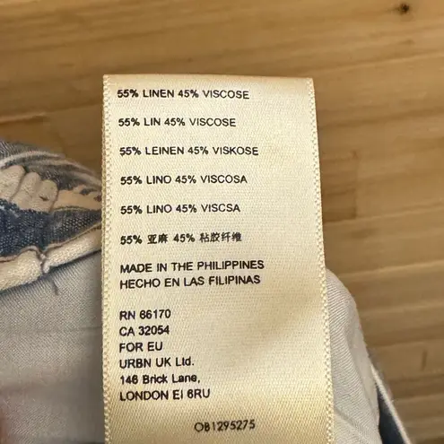 Maeve By Anthropologie Size 10 Linen Blend Vertical Striped Straight Leg Pants