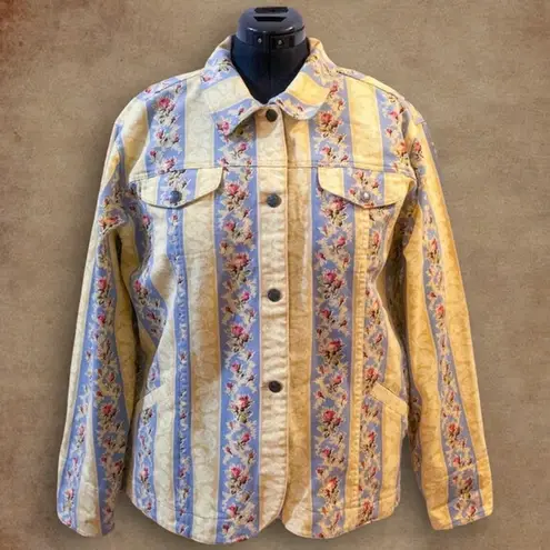 Denim & Co Vintage Yellow . Floral Jacket