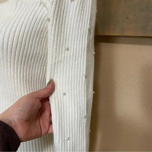 NWOT Lulus Gleaming Babe White Ribbed Knit Pearl Midi Sweater Dress Size XXL