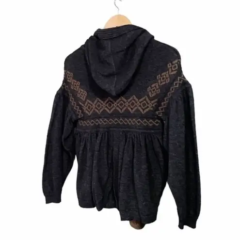 Diesel Vintage Y2K Tassel Pom Wool Hooded Babydoll Sweater Dark Gray Size Small