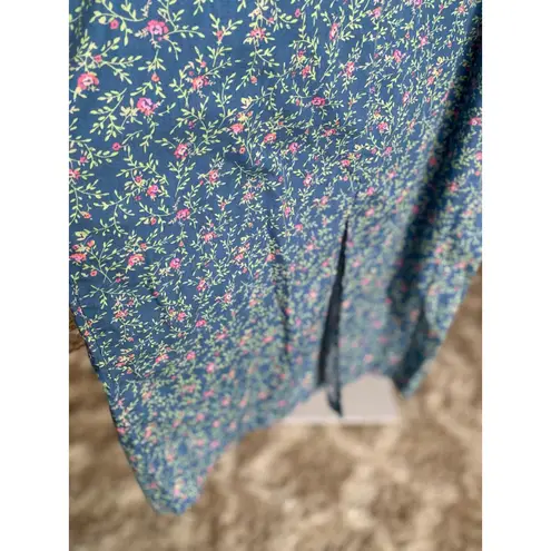 Cherokee Vintage  Cotton Cottagecore Dress Midi Ditsy Floral Blue Romantic Spring