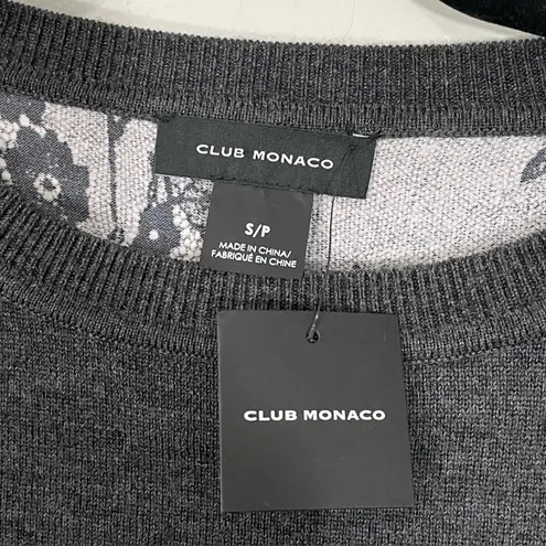 Club Monaco NWT Claribel Layered Look Merino Wool Sweater Size SMALL Gray Black