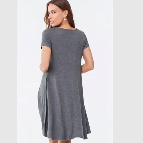 Annabelle NWT Charcoal Heather Gray T-Shirt Swing Trapeze Dress Short Sleeve Loose Fit New