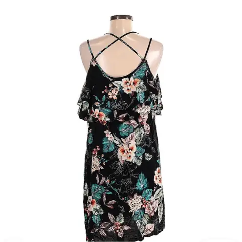 Magnolia Black Floral Mini Dress Orange Size M