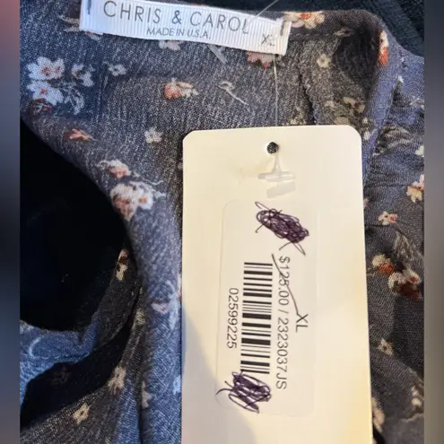 Chris & Carol Chris & Carol Women's XL Gray Floral Rayon Sweatheart Neck Romper NWT - Image 7